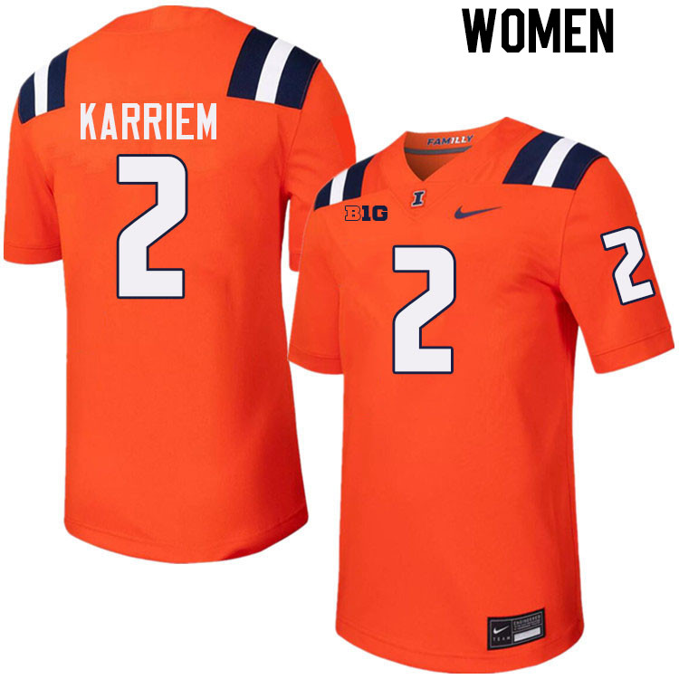 Women #2 Saboor Karriem Illinois Fighting Illini College Football Jerseys Stitched-Orange